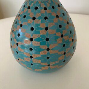 Ceramic Geometric Star Luminary/ Incense Burner, Turquoise Color